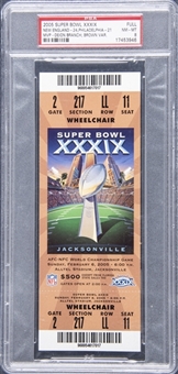 2005 Super Bowl XXXIX New England Patriots VS Philadelphia Eagles Full Ticket (PSA NM-MT 8)
